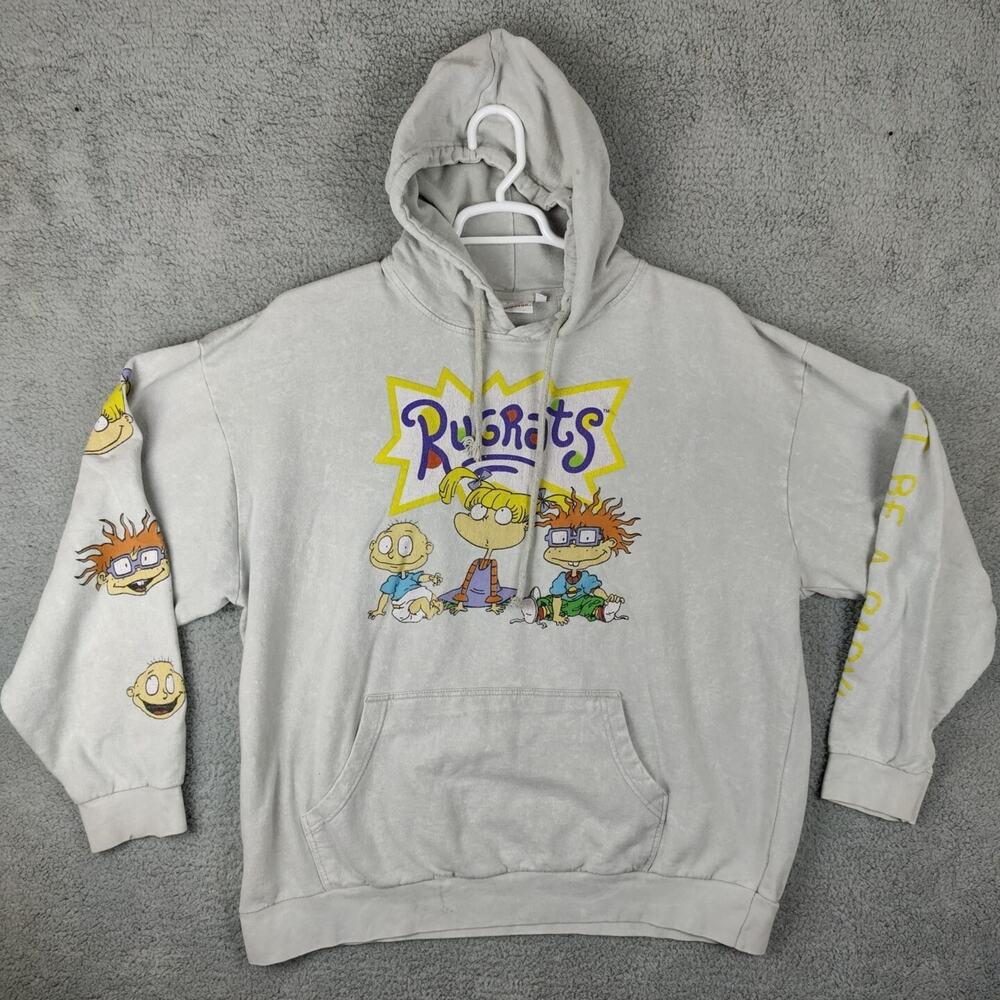 Nickelodeon Rugrats Hoodie Men's Extra Large Grey Gray Vintage 90s Sweatshirt